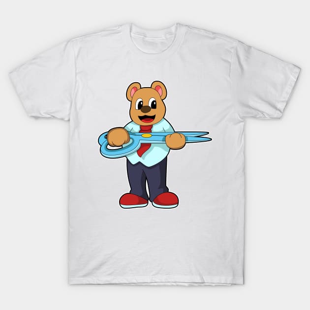 Bear as Hairdresser with Scissors T-Shirt by Markus Schnabel